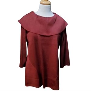 Papa Vancouver Burgundy Top with Wide Cowl Collar